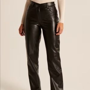 Curve Love Criss-Cross Waistband Vegan Leather 90s Straight Pant